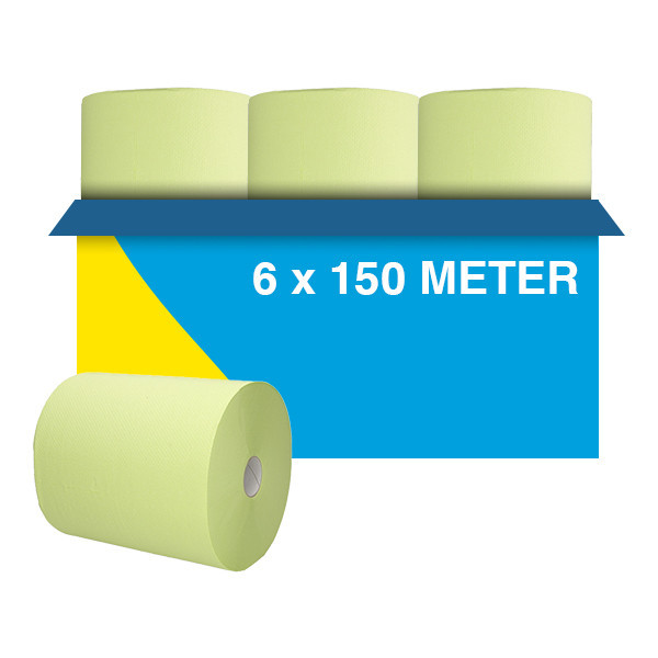 Handdoekrol 2-laags | 6 x 150m | Groen | 123schoon huismerk | Geschikt voor Tork H1 dispenser SDR02019 - 1