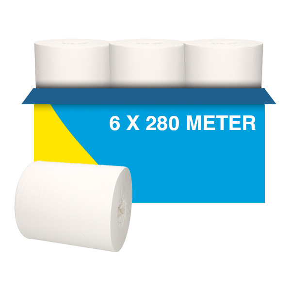 Handdoekrol Midi Coreless EU ecolabel 1-laags | 6 x 280 m | Wit | 123schoon huismerk | Geschikt voor Tork M2 dispenser SDR02107 - 1