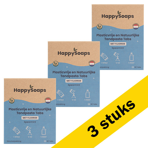 HappySoaps Aanbieding: HappySoaps Tandpasta Tabs | Navulling | Spearmint | Met fluoride (3 stuks - 186 tabs)  SHA00163 - 1