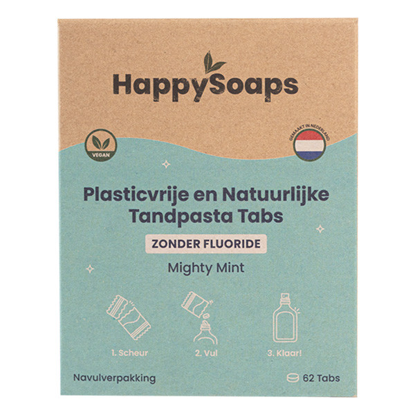HappySoaps Tandpasta Tabs | Navulling | Mighty Mint | Zonder fluoride (62 tabs)  SHA00164 - 1