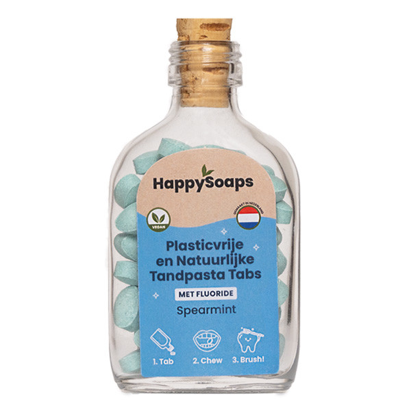 HappySoaps Tandpasta Tabs | Spearmint | Met fluoride (62 tabs)  SHA00158 - 1