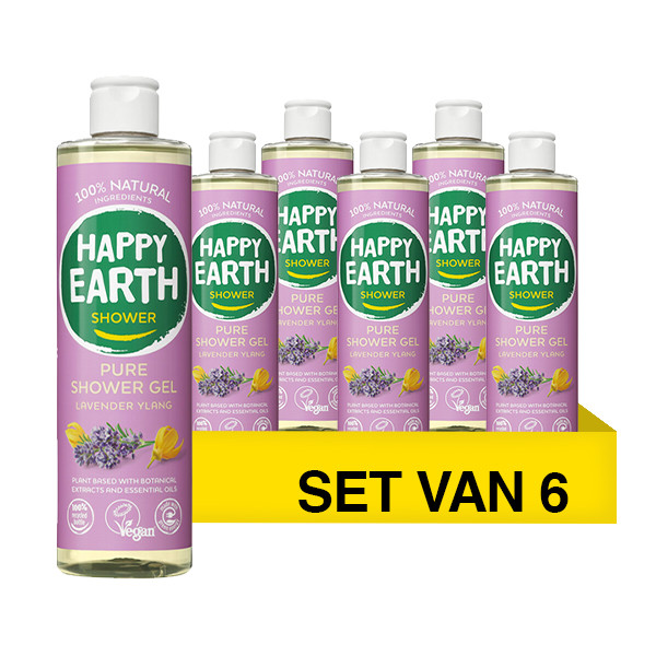 Aanbieding: 	Happy Earth Douchegel Lavender Ylang 100% Natural (6 stuks - 300 ml) SHA01054 - 1