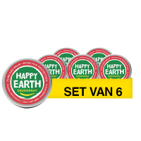 Happy Earth Deodorant Balm Floral Patchouli 100% Natural (6 stuks - 45 g)