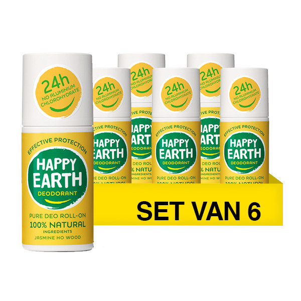 Aanbieding: Happy Earth Deodorant Roller Jasmine Ho Wood 100% Natural (6 stuks - 75 ml) SHA01046 - 1