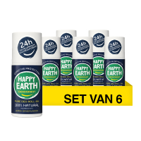 Happy Earth Deodorant Roller Lemon Sandelwood 100% Natural (6 stuks - 75 ml)