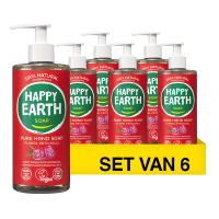 Aanbieding: Happy Earth Handzeep Floral Patchouli 100% Natural (6 stuks - 300 ml) SHA01060