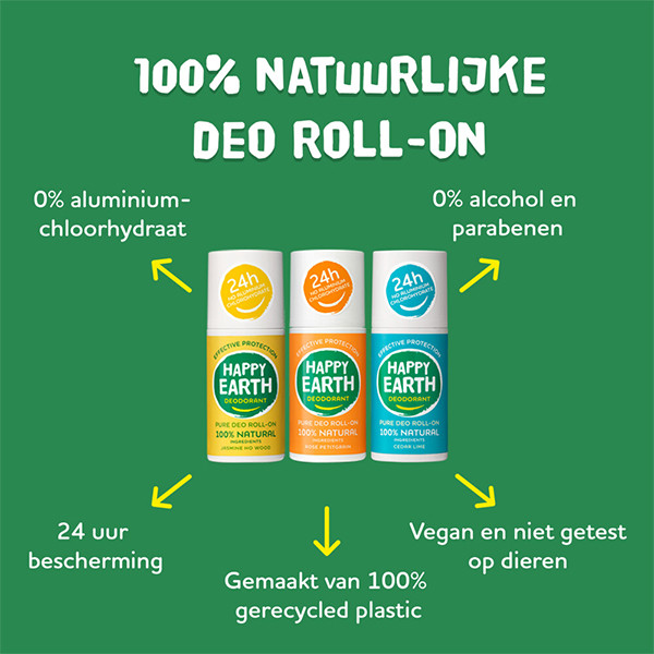 Happy Earth Deodorant Roller Jasmine Ho Wood 100% Natural (75 ml) SHA01045 - 4