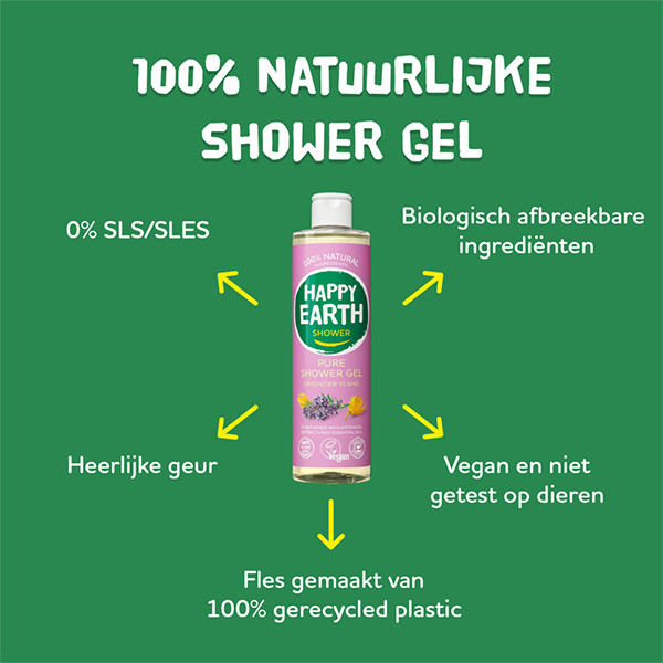 Happy Earth Douchegel Lavender Ylang 100% Natural (300 ml) SHA01053 - 3