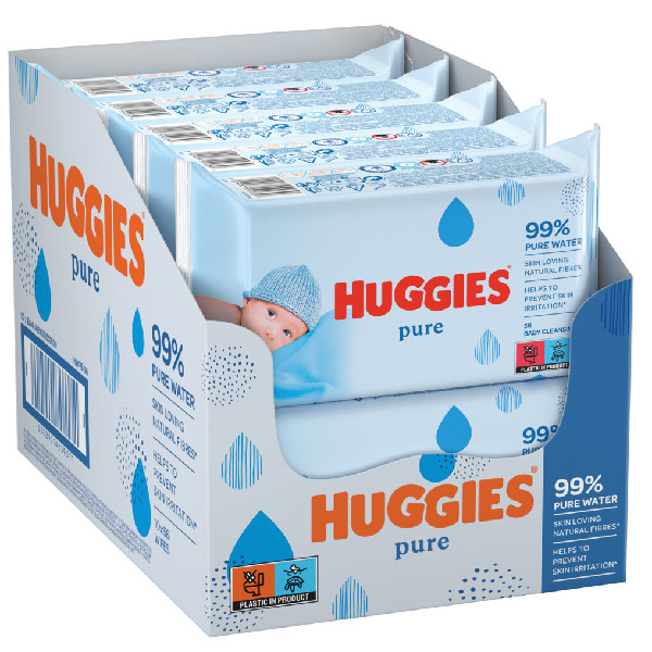 Huggies Aanbieding: Huggies billendoekjes Pure 99% water 10 x 56 stuks (560 doekjes)  SHU00043 - 1