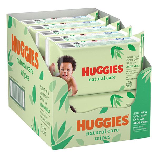 Aanbieding Huggies billendoekjes Natural Care Aloe Vera 10 x 56 stuks