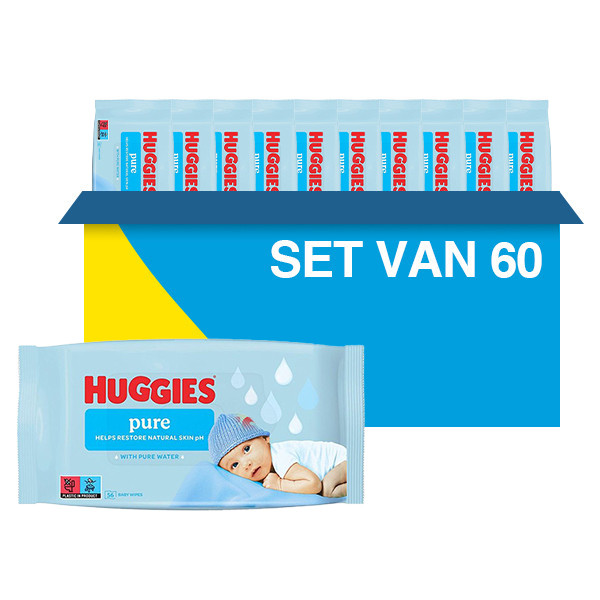 Huggies billendoekjes | Pure | 99% water | 3360 doekjes (60x 56 stuks) SHU00071 - 1