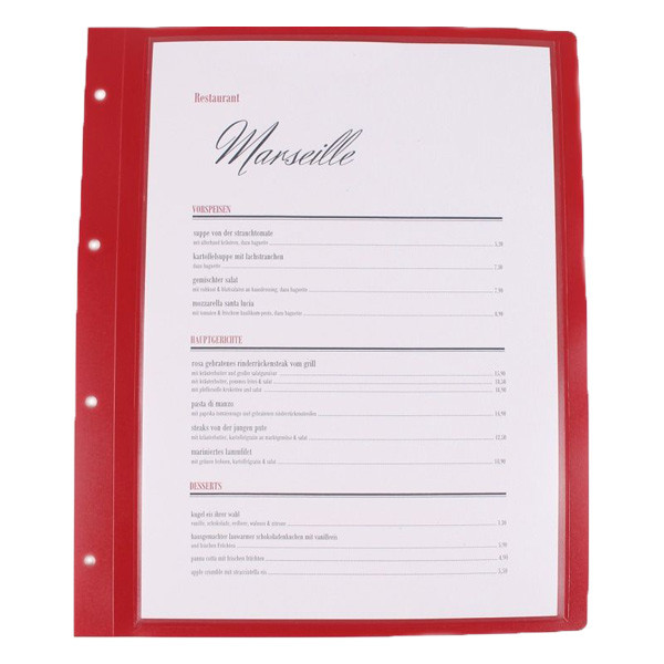 Jalema afwasbare invoegblad menukaart A4 (bordeaux rood)  SJA00012 - 1