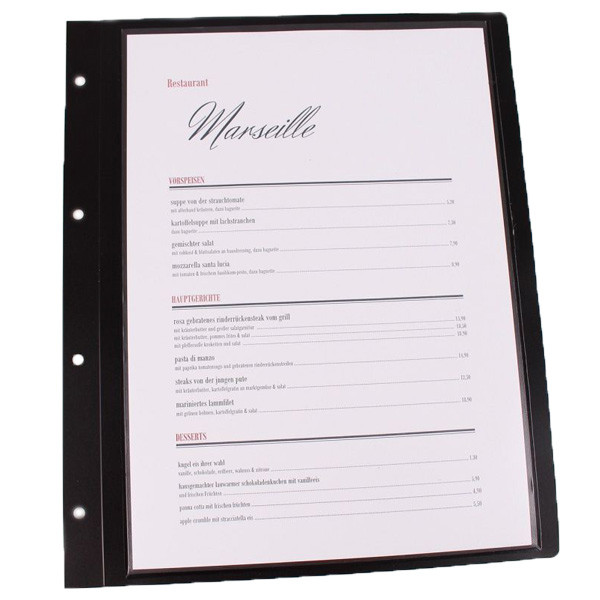 Jalema afwasbare invoegblad menukaart A4 (zwart)  SJA00011 - 1