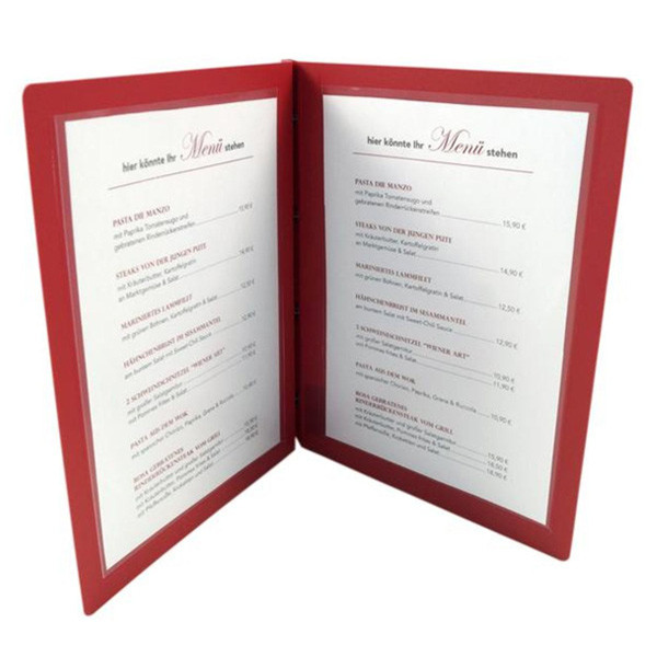 Jalema afwasbare menukaart A4 met schroeven (bordeaux rood)  SJA00009 - 1