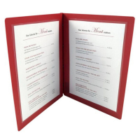 Jalema afwasbare menukaart A4 met schroeven (bordeaux rood)  SJA00009