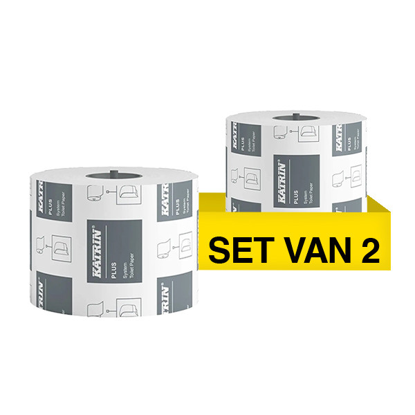 Aanbieding: 2x Toiletpapier voor dispensers | 2-laags | 36 rollen | 800 vellen | Katrin Plus SKA06257 - 1