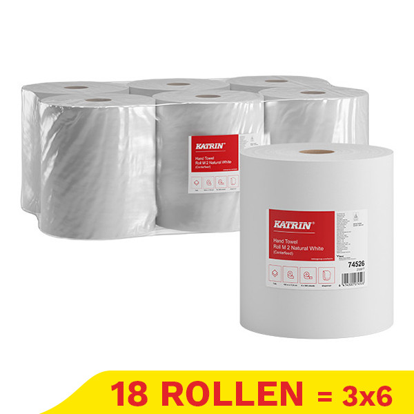 Aanbieding: 3x Poetsrol 74526 2-laags | 6 rollen | Katrin Centerfeed system (M2) SKA06241 - 1