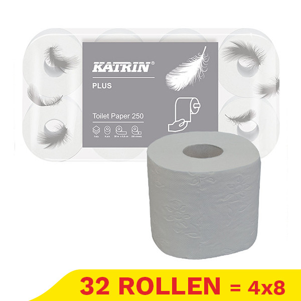 Aanbieding: 4x Toiletpapier 104872 3-laags | 8 rollen | Katrin Plus 250 SKA06244 - 1