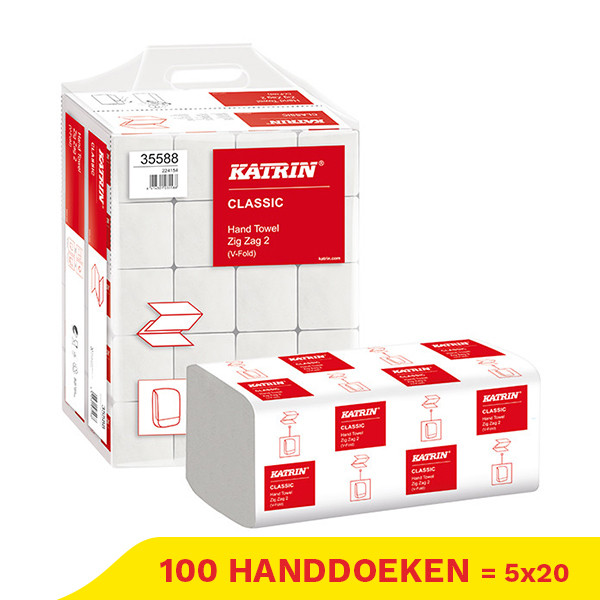 Aanbieding: 5x Handdoeken 35588 2-laags | 20 pakken | Katrin Zig Zag 2 V-fold SKA06237 - 1
