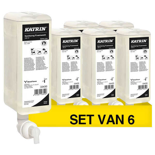 Katrin Aanbieding: Katrin 33430 Handschuim Sanitizing (6 stuks - 1000 ml)  SKA06137 - 1