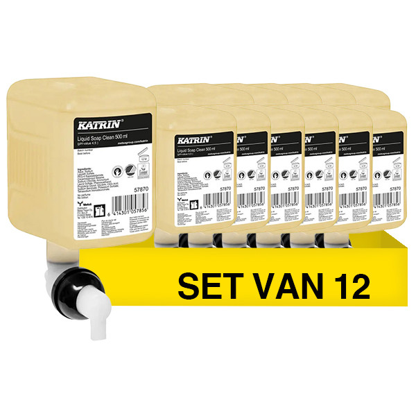 Katrin Aanbieding: Katrin 57870 Clean Vloeibare Zeep (12 stuks - 500 ml)  SKA06131 - 1