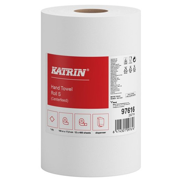 Katrin Plus Poetsrol Centerfeed S | 1-laags | 12 rollen | 20,5 x 100 m | Wit | 64427 SKA06233 - 1