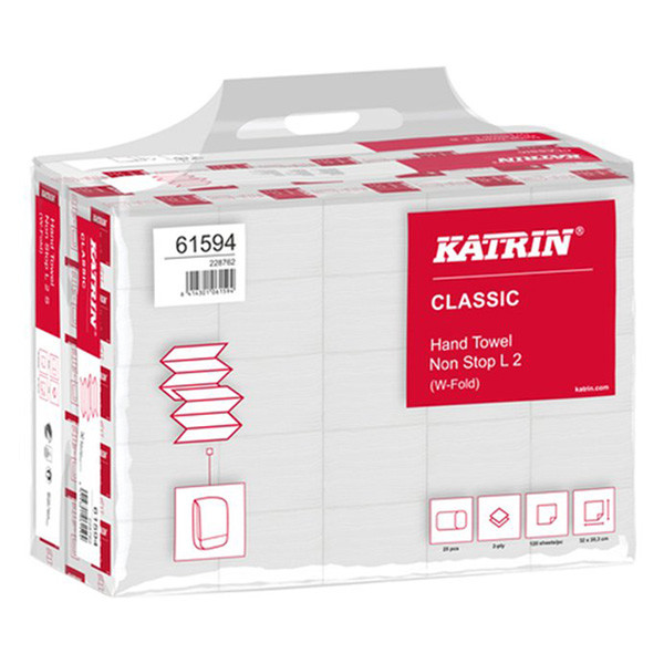 Katrin W-vouw handdoeken 61594 2-laags | 25 pakken | Katrin Non Stop  SKA06044 - 1