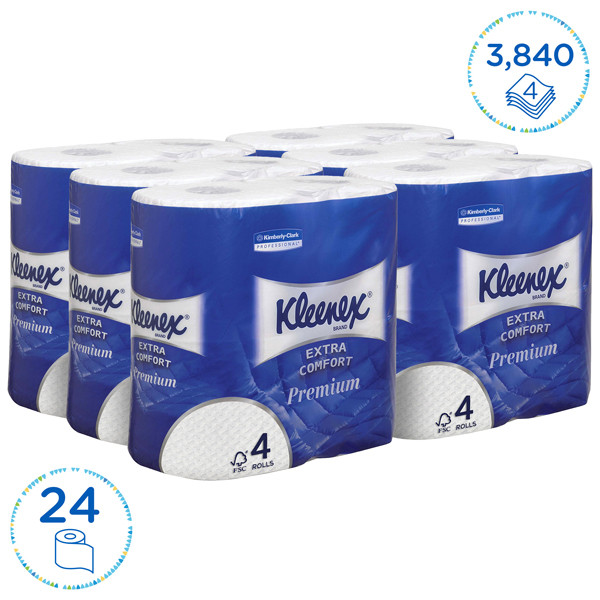 Kleenex Aanbieding: Kleenex Standaardrol 4-laags Toilettissue 8484 (6 verpakkingen - 4 rollen)  SKL00049 - 2