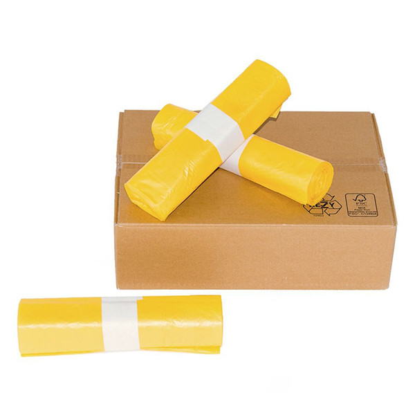 Knapzak Vuilniszakken Geel Onbedrukt Zonder Lint | MDPE Transparant |  23 Micron | 400 L  (84 stuks) SKA00040 - 1