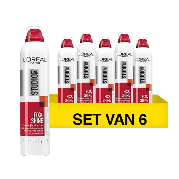 LOreal Aanbieding: 6x L'Oreal Studio Line Fix & Shine fixing spray (250 ml)  SLO00148 - 1