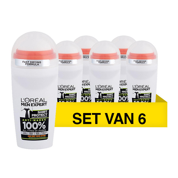 LOreal Aanbieding: L'Oreal Men Expert Deo roller Shirt Protect - Anti transpirant (6 stuks  - 50 ml)  SLO00183 - 1