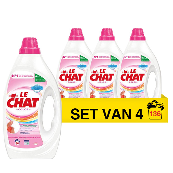 Le Chat Aanbieding: Le Chat wasmiddel gel Sensitive Color 1.7 liter (4 flessen - 136 wasbeurten)  SLE00269 - 1