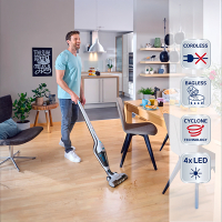 Leifheit Rotaro Powervac steelstofzuiger met kruimelzuiger (16V) SLE00123