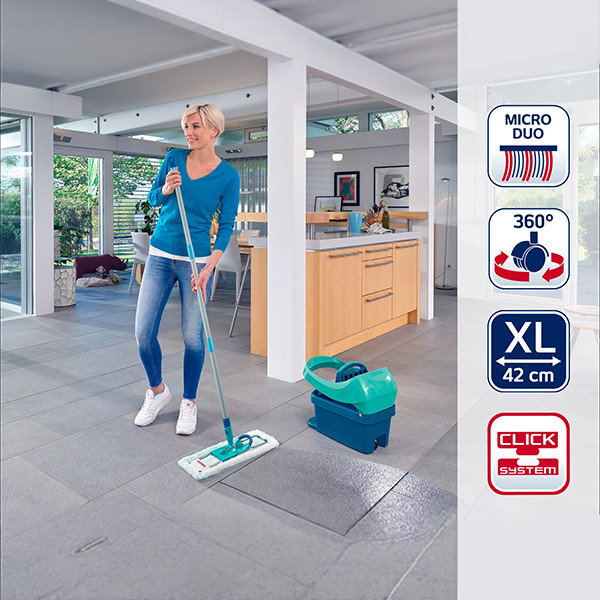 Leifheit profi vloerwisser XL - 42 cm compleet systeem met wieltjes - micro duo SLE00180 - 1