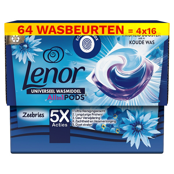 Lenor Aanbieding: Lenor All-in-1 Pods Zeebries (4 dozen - 64 Wasbeurten)  SLE00481 - 1