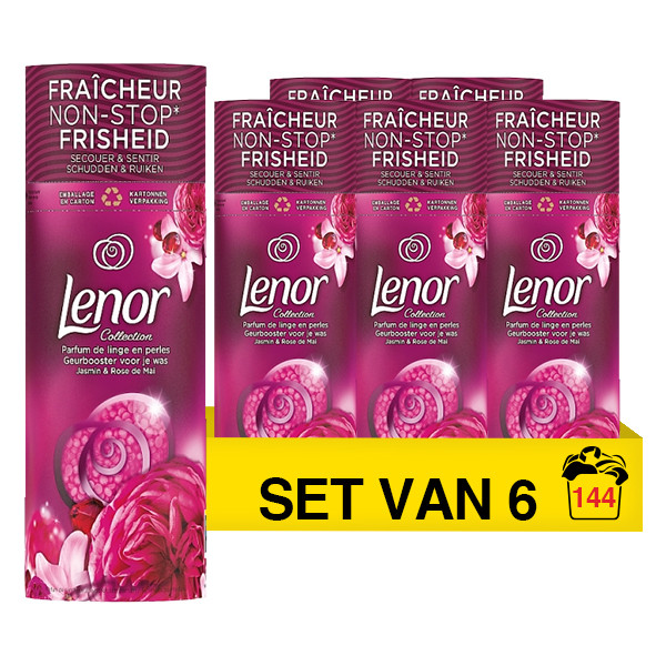 Lenor Aanbieding: Lenor Geurbooster Geurparels Jasmijn & Rose De Mai 165 gram (6 flessen - 84 wasbeurten)  SLE00453 - 1