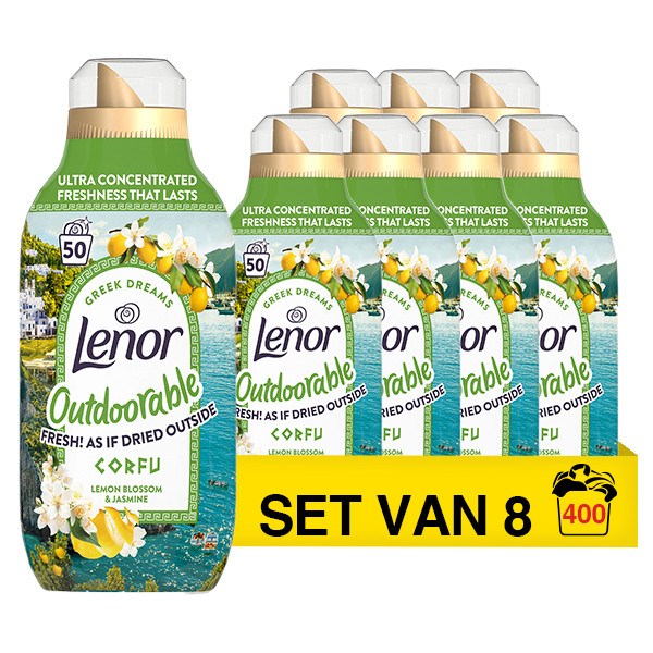 Aanbieding: Lenor Wasverzachter Outdoorable Corfu 700 ml (8 flessen - 400 wasbeurten) SLE00676 - 1