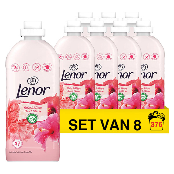Lenor Aanbieding: Lenor Wasverzachter Pioenroos & Hibiscus 987 ml (8 flessen - 376 wasbeurten)  SLE00461 - 1