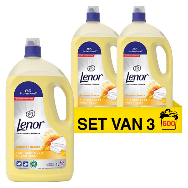 Lenor Aanbieding: Lenor wasverzachter Professional Summer Breeze 4 liter (3 flessen - 600 wasbeurten)  SLE00143 - 1