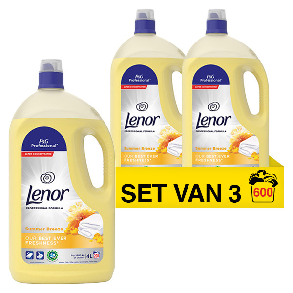 Aanbieding: Lenor Professional Wasverzachter Summer Breeze 4 liter (3 flessen - 600 wasbeurten) SLE00143 - 1
