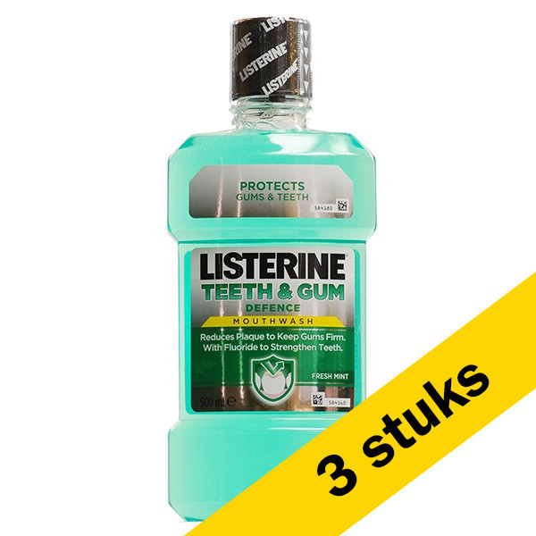 Listerine Aanbieding: 3x Listerine Teeth & Gum Defence mondwater (500 ml)  SLI00038 - 1