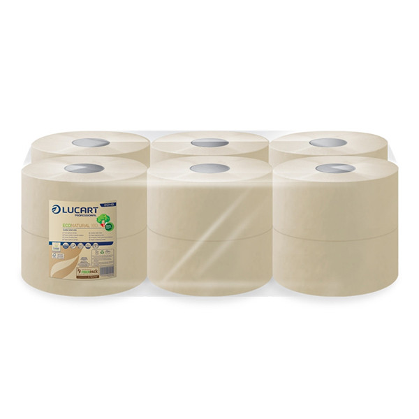 Lucart EcoNatural Mini-Jumbo Toiletpapier | 2-laags | 12 rollen | 180 m | 750 vel | Bruin | 812149 SLU00044 - 1