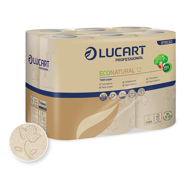 Lucart EcoNatural Toiletpapier | 2-laags | 12 rollen | 200 vel | Beige | 811830 SLU00038 - 1