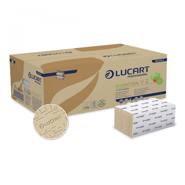 Lucart EcoNatural V2 V-vouw handdoeken | 2-laags | 20 pakken | 190 vel | Bruin | 863044 SLU00032 - 1