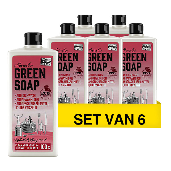 Marcel's Green Soap Aanbieding: 6x Marcel's Green Soap afwasmiddel radijs en bergamot (500 ml)  SMA00101 - 1
