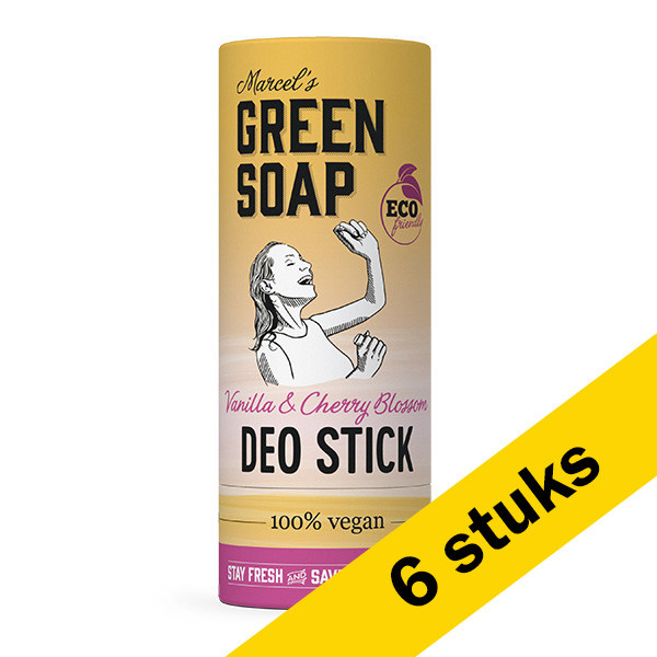 Marcel's Green Soap Aanbieding: 6x Marcel's Green Soap deodorant stick vanille & kersenbloesem (40 gram)  SMA00147 - 1