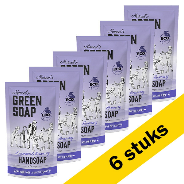 Marcel's Green Soap Aanbieding: 6x Marcel's Green Soap handzeep navulling lavendel en rozemarijn (500 ml)  SMA00120 - 1