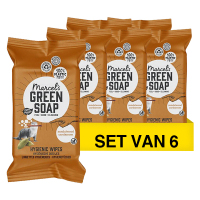 Marcel's Green Soap Aanbieding: 6x Marcel's Green Soap hygiënische doekjes sandelhout & kardemom (60 stuks)  SMA00256