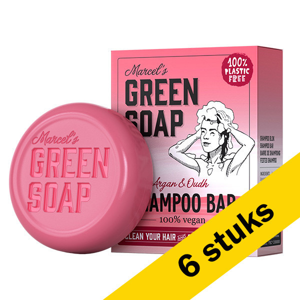 Marcel's Green Soap Aanbieding: 6x Marcel's Green Soap shampoo bar argan & oudh (90 gram)  SMA00143 - 1
