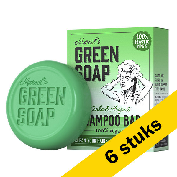 Marcel's Green Soap Aanbieding: 6x Marcel's Green Soap shampoo bar tonka & muguet (90 gram)  SMA00142 - 1